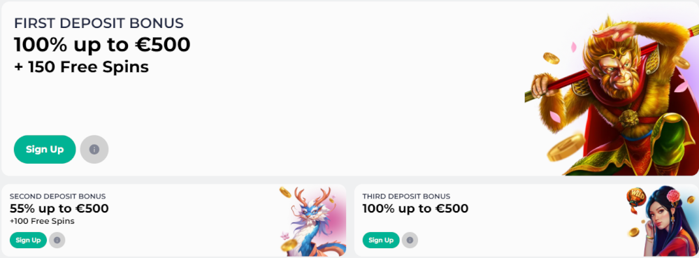 KingHills first deposit bonus banner with king character illustration